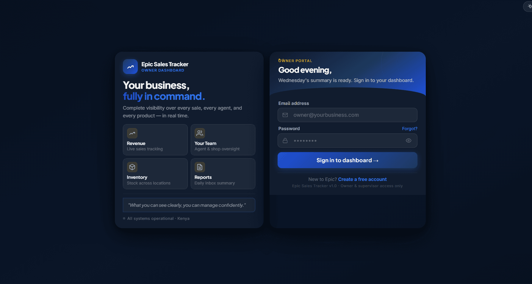 QASHUP owner portal dashboard